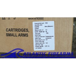 9MM Makarov 94gr FMJ Ammunition 1000 Round Case