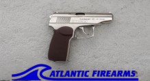Bulgarian Makarov 9x18 Pistol- Chrome- Brown Grip
