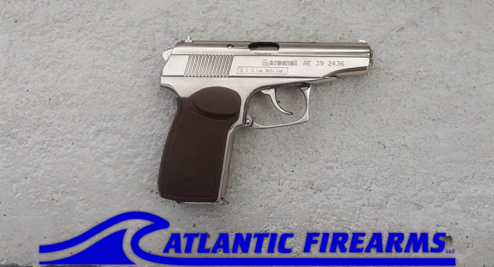 Bulgarian Makarov 9x18 Pistol- Chrome- Brown Grip