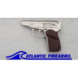 Bulgarian Makarov 9x18 Pistol- Chrome- Brown Grip