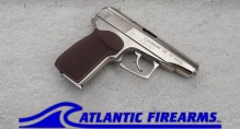 Bulgarian Makarov 9x18 Pistol- Chrome- Brown Grip
