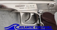 Bulgarian Makarov 9x18 Pistol- Chrome- Brown Grip