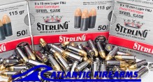 Sterling 9x19mm FMJ Steel Case Ammo - 500 Rounds