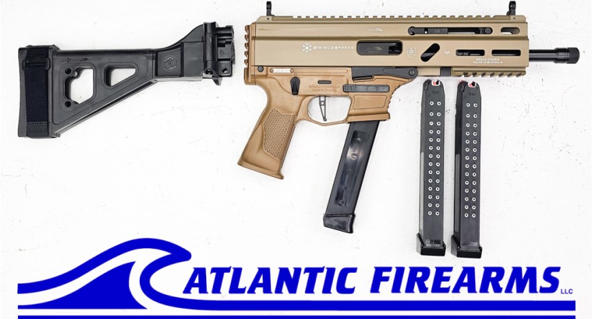 Grand Power Stribog SP9A3G Pistol W/ Brace- FDE