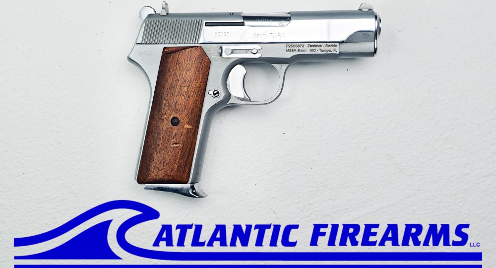 Zastava M88A 9mm Silver/Chrome-Wood Grip - AtlanticFirearms.com
