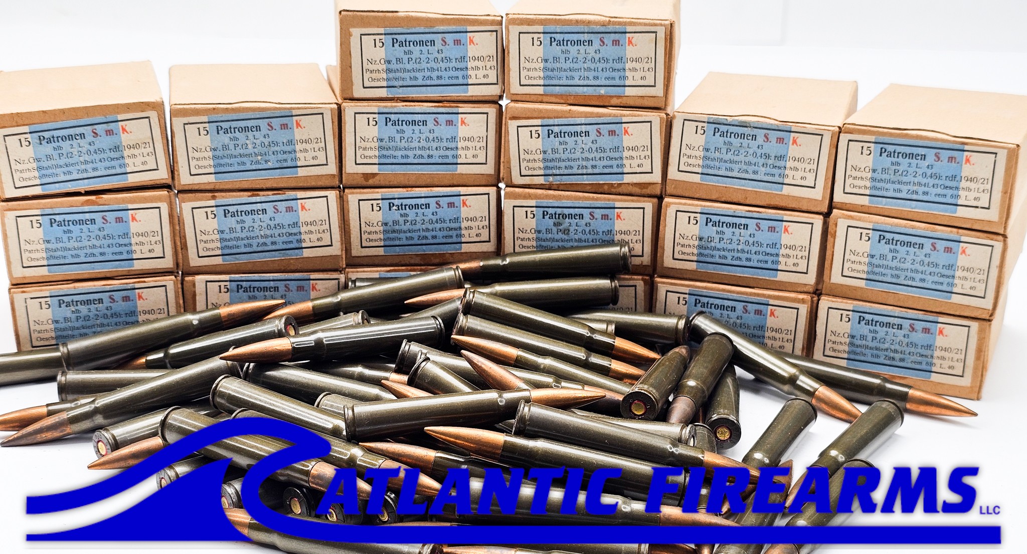 German WWII 8mm Mauser Ammo Armor-Piercing Steel - 300 Rounds