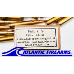 German WWII 8mm Mauser Ammo FMJ Brass - 300 Rounds