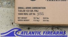 AK 47 Ammo 762x39 Red Army Standard 1000 Rnds 122 Gr