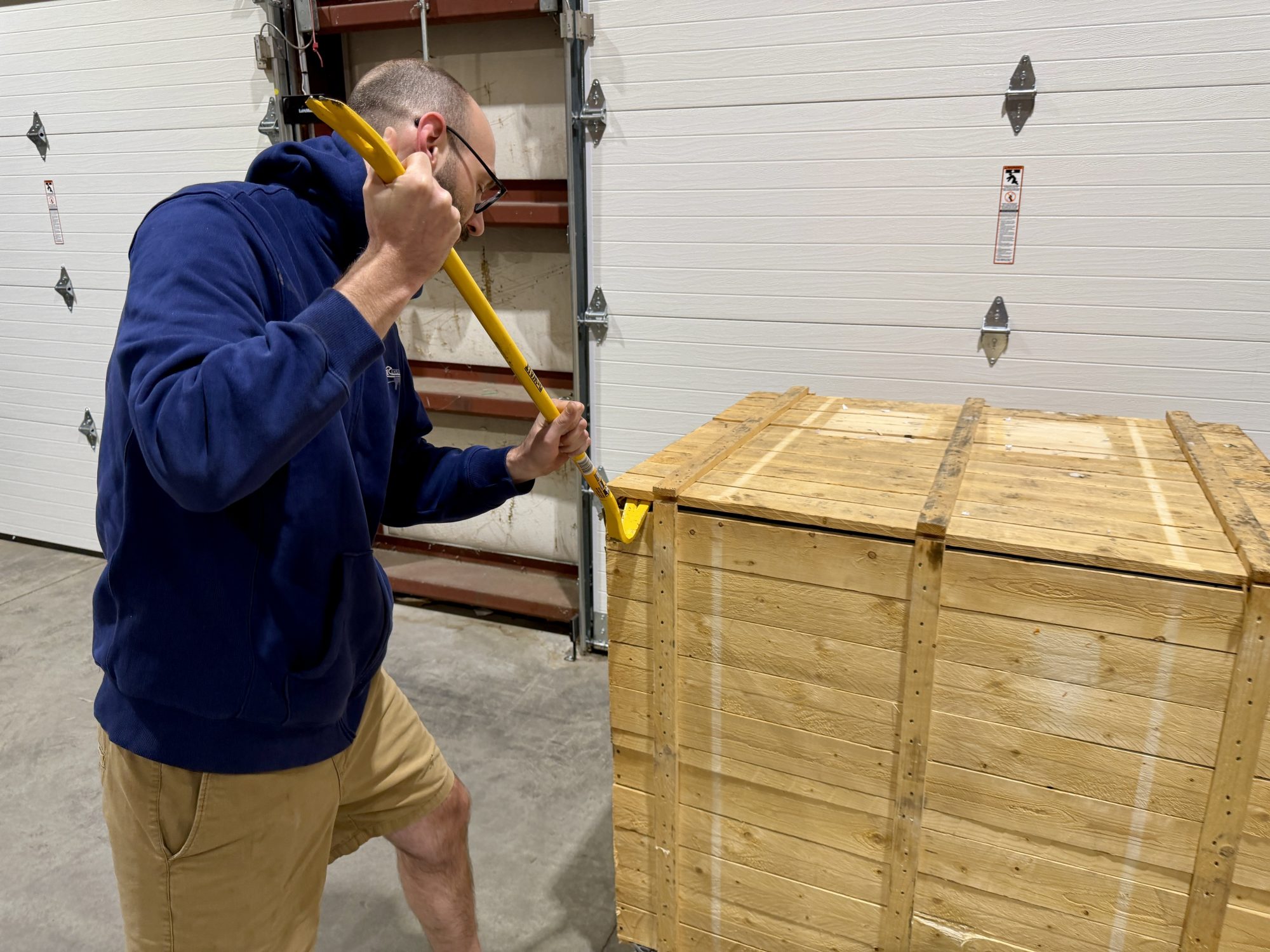 Here's Kris cracking open a crate of surplus magazines!